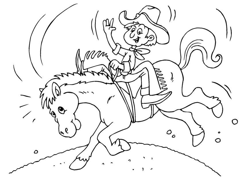 Coloriage cow-boy A  cheval